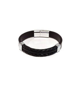 Nomad Leather Urban Core Siyah Hakiki Deri Erkek Bileklik – Çelik Mıknatıslı Kilit-50-538