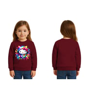 Unisex Hello Kity Baskılı Çocuk Swaetshirt 3 İplik Şardonlu (Bordo)