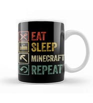Funny Eat Sleep Minecraft Repeat Retro Vintage Kupa Bardak Porselen