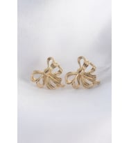 Pirinç Gold Renk Fiyonk Küpe TJ-BKP8944