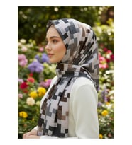 Geometrik Desenli Kadın Eşarp – Modern Şık Yumuşak Dokulu Günlük & Özel Gün Eşarp 95 x 95 cm