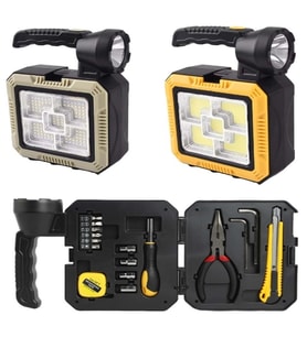 Güneş Enerjili 20W COB LED Kamp Lambası + Araç Mini Onarım Tamir Setli (Tornavida,Metre Alyan,Kargaburnu)