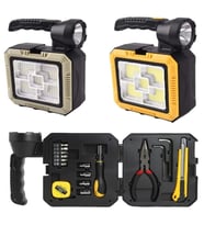 Güneş Enerjili 20W COB LED Kamp Lambası + Araç Mini Onarım Tamir Setli (Tornavida,Metre Alyan,Kargaburnu)