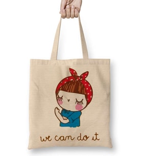 We Can Do İt Bez Çanta Uzun Saplı