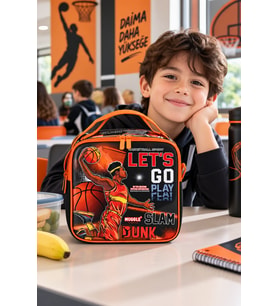 Jump Ball Basketbol Basketball Beslenme Çantası Çocuk Okul Yemek Çantası Günlük 22x22x10 cm
