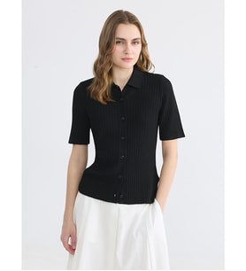 LCW EVERYDAY Siyah Polo Yaka Kadın Triko Hırka