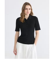 LCW EVERYDAY Siyah Polo Yaka Kadın Triko Hırka