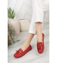 Khayt Tassel Casual Günlük Kadın Babet Ayakkabı (Kırmızı)