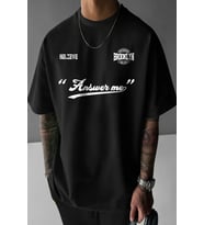 Answer Baskılı Unisex Oversize Tshirt (Siyah)