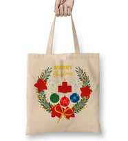 Yılbaşı Yeni Yıl Konseptli Christmas Wreath 01 Bez Çanta Uzun Saplı