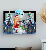 BK Gift Kişiye Özel Kadın Yeni Yıl Karikatürlü 3D Ahşap Tablo-1