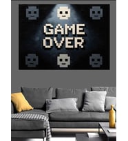 Game Over Klasik Arcade Yazısı Dekoratif Kanvas - Mdf Ahşap Tablo