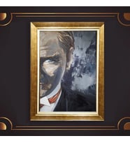 Altın Varaklı Çerçeveli Paspartulu Atatürk Tablo z4704 (Gold)