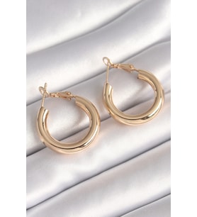 Pirinç Gold Renk Halka Model Kadın Küpe (Karışık)