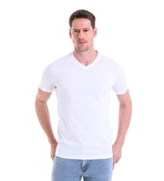 Hatemoğlu Beyaz ST 22Y Basic V Yaka Süprem T.Shirt (S-3XL)