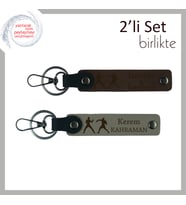 Antrenman Tutkusunu Yansıtan Hediye, Ring Temalı, Kişiye Özel İsimli Anahtarlık, Koyu Kahve-Kül Gri
