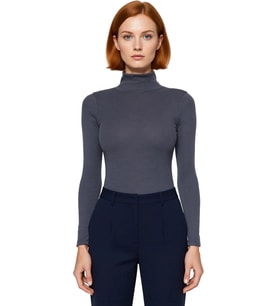 Kadın Casual Günlük Esnek Vücuda Oturan Balıkçı Yaka Uzun Kollu Örme Bluz Cool & Comfort Tarzıyla