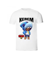 İsme Özel Brawl Stars Yazlık Çocuk Beyaz Tişört Kısa Kollu Unisex