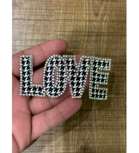 9X4 CM ÜTÜ İLE YAPIŞAN EKOSE ZİRKON TAŞLI LOVE YAZILI ARMA YAMA DİKİŞ HOBİ AKSESUARI