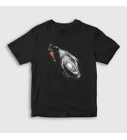 Presmono Unisex Çocuk Siyah Spray Astronaut Space Astronot Uzay T-Shirt 283918tt