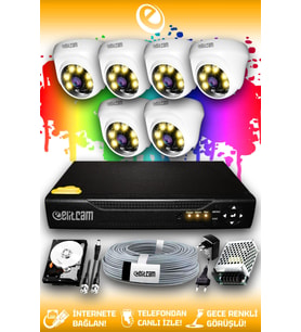 ELITCAM 6 Kameralı Dome 6 İç Kamera Set 500 GB HDD Full HD Renkli Gece Görüşlü Güvenlik Kamerası Sistemi