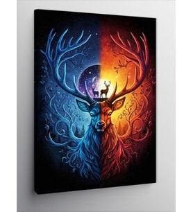 Kanvas Tablo İki Renkli Geyik Portresi, 50 x 70