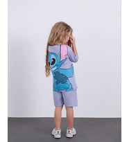 Cg Kids Stitch Kız Çocuk Tshirt Şort Alt Üst Takım Sırt Baskı Detaylı Lila Renk
