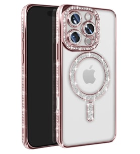 iPhone 16 Pro Max Kılıf Joke Simli Magneticsafe Kılıf - Pembe
