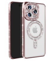 iPhone 16 Pro Max Kılıf Joke Simli Magneticsafe Kılıf - Pembe