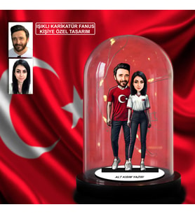 Kişiye Özel Milli Takım Formalı Karikatür Biblo Işıklı Fanus, Türkiye Milli Takım, Taraftar Hediyesi