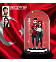 Kişiye Özel Milli Takım Formalı Karikatür Biblo Işıklı Fanus, Türkiye Milli Takım, Taraftar Hediyesi