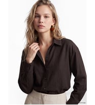 LCW Vision Kahverengi Oversize Poplin Kadın Gömlek