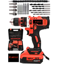 12V 1.5Ah Çelik Şanzıman Darbeli Şarjlı Matkap Kırmızı