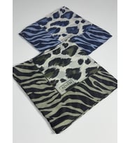 İndia Leopar Desen 2'li Sorti  Eşarp -6294 (Yeşil-Lacivert)