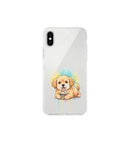 iPhone X ile Uyumlu Splash Köpek Tasarımlı Şeffaf Silikon Kılıf