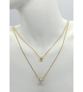Golden Luxe Duo Çift Katmanlı Taş Detaylı Çelik Kolye (40+5 cm)