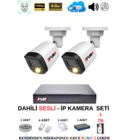 FURY Ip Güvenlik Kamera Seti 2 Kameralı Sesli 4mp Gece Renkli Su Geçirmez Ip5515s 1tb