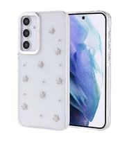 Samsung Galaxy A55 Uyumlu Kılıf Airbag Tasarımlı Simli Şeffaf Zore Kutup Kapak (Beyaz)