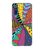 PrintiFy Xiaomi Mi 9 SE ile Uyumlu 1mm Slim Fit Retro Renkler 4 Baskılı Şeffaf  Kılıf