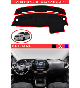 Mercedes Vito W447 2014-2021 İçin Uygun Torpido Koruma Halısı Siyah Kenar Renk Kırmızı