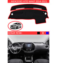 Mercedes Vito W447 2014-2021 İçin Uygun Torpido Koruma Halısı Siyah Kenar Renk Kırmızı