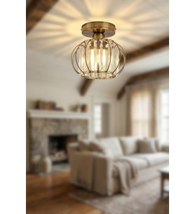 Orbion Kristal Taşlı Tekli Avize - Modern Şık Kristal Taşlı Tekli Avize (Eskitme Altın)