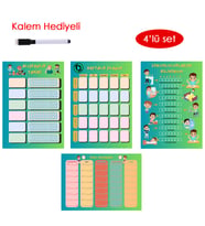 Çocuklar İçin Planlayıcı Set - Mavi (Alışkanlık Takibi, Haftalık Planlayıcı, Sorumluluk Takibi, Ders Programı) (Çok Renkli)