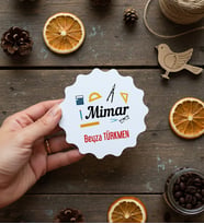 Kişiye Özel Mimar Bardak Altlığı  Hediyesi (Bej)