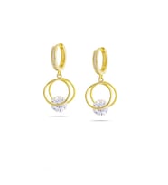 Starlight Diamond Tektaşlı Kalp Tasarım Gold Renk 925 Ayar Gümüş Sallantılı Küpe