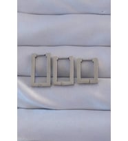 316L Çelik Gümüş Renk Dikdörtgen Küpe Seti - TJ-BKP9160