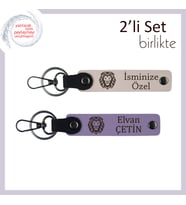 Tarz ve Anlamı Birleştiren Hediye, Kaplan Figürlü Kişisel Yazılı Deri Anahtarlık, Pudra-Mor Menekşe