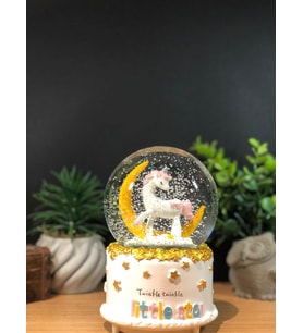 Unicorn Atlı Işıklı Müzikli Püskürtmeli Kar Küresi Büyük Boy