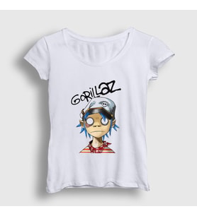 Presmono Kadın Beyaz 2D Gorillaz T-Shirt 54029tt