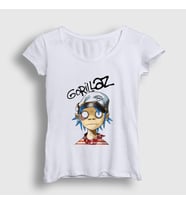 Presmono Kadın Beyaz 2D Gorillaz T-Shirt 54029tt